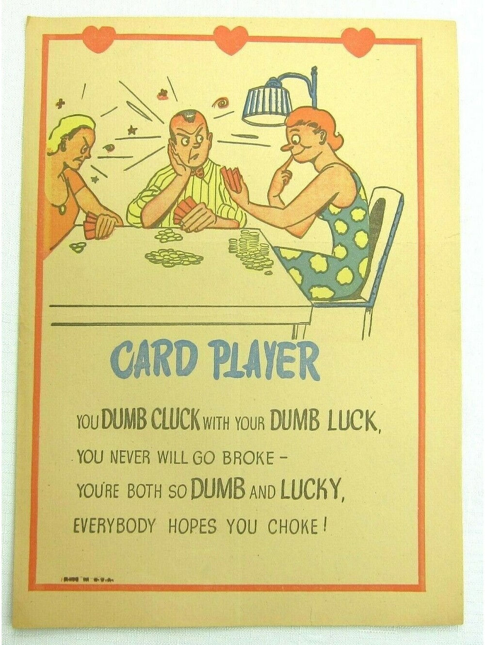 Vintage Vinegar Valentine Card Player Penny Dreadful Sarcasm Insult Ephemera
